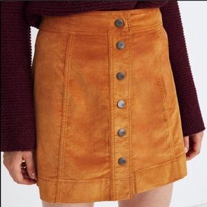 Madewell burnt orange velvet button up skirt- 0